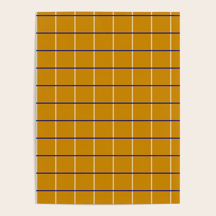 Midcentury Grid Lines in Mustard Yellow Poster Gallery Image 4