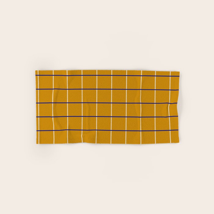 Midcentury Grid Lines in Mustard Yellow Bath Towel Gallery Image 1
