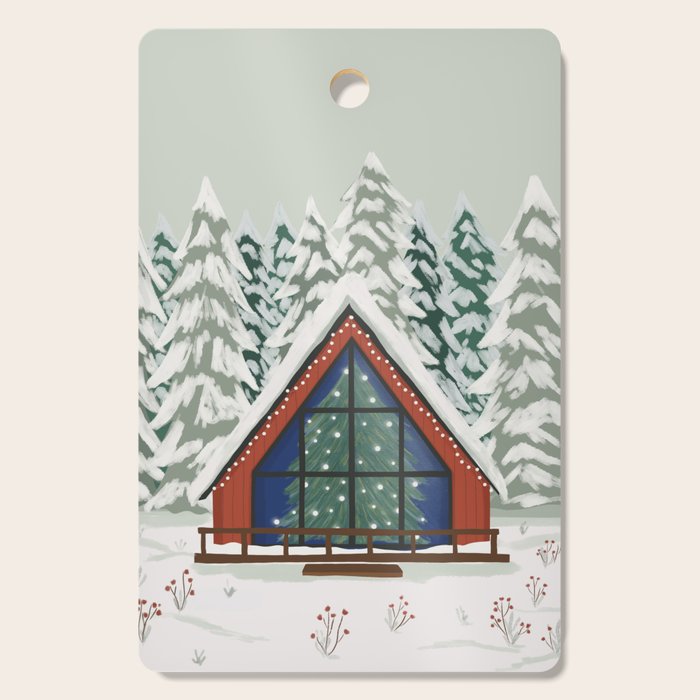 Winter Cabin Cutting Board Gallery Image 1