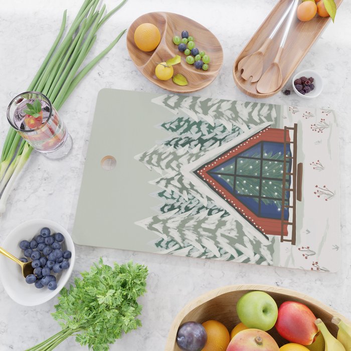 Winter Cabin Cutting Board Gallery Image 2