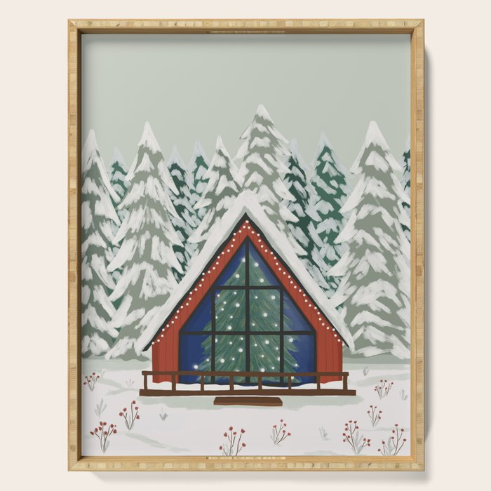 Winter Cabin Serving Tray Gallery Image 1