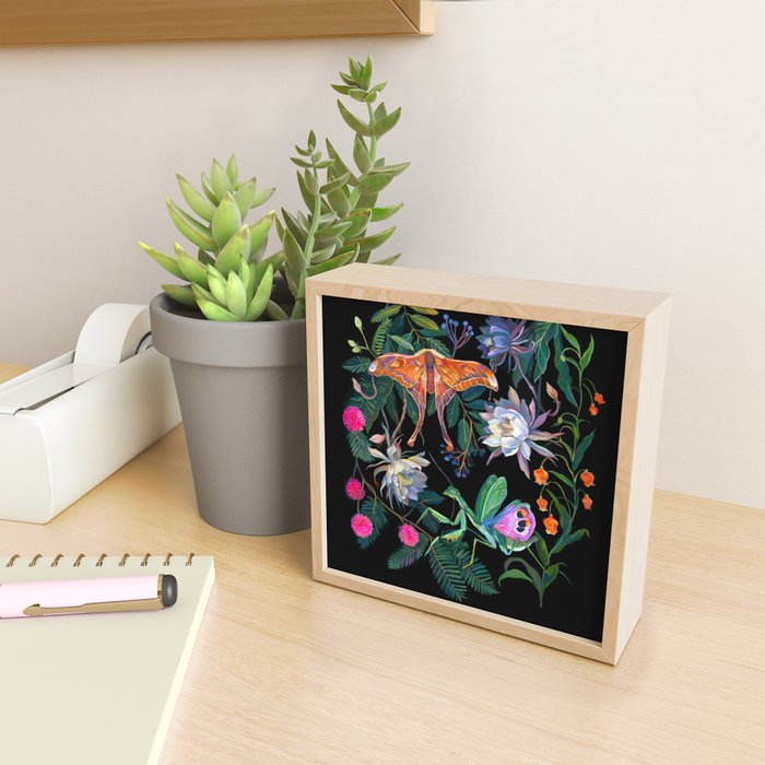 Mantis and Moth Cactus Flower Mini Art Print Gallery Image 2