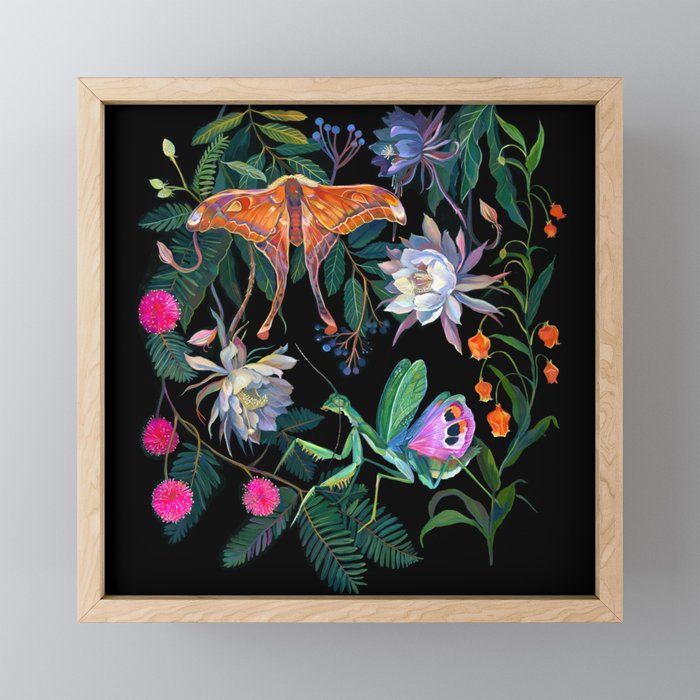 Mantis and Moth Cactus Flower Mini Art Print Gallery Image 1