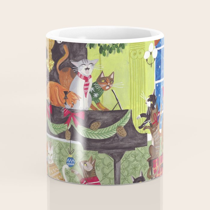 Christmas Cats playing Piano Coffee Mug Gallery Image 4