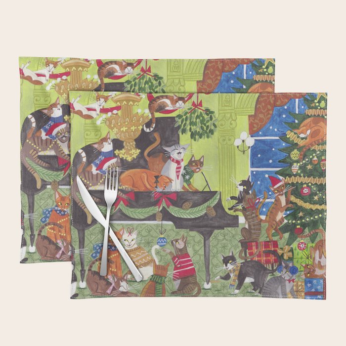 Christmas Cats playing Piano Placemat Gallery Image 1