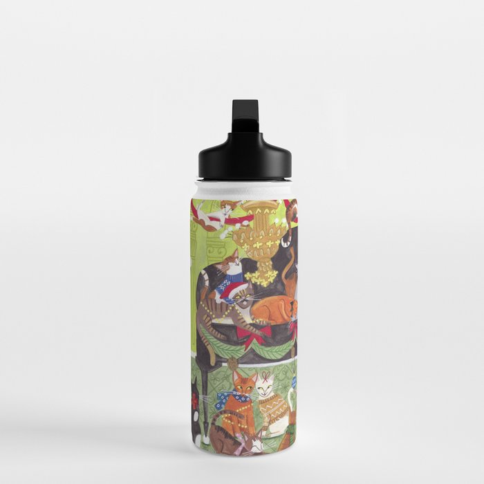 Christmas Cats playing Piano Water Bottle Gallery Image 3