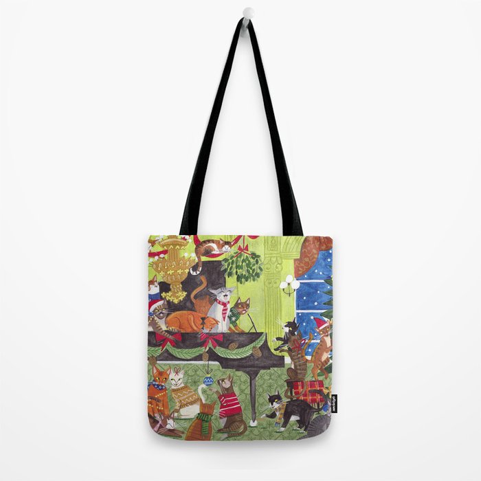 Christmas Cats playing Piano Tote Bag Gallery Image 2