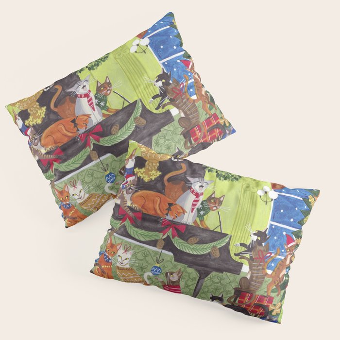 Christmas Cats playing Piano Pillow Sham Gallery Image 3