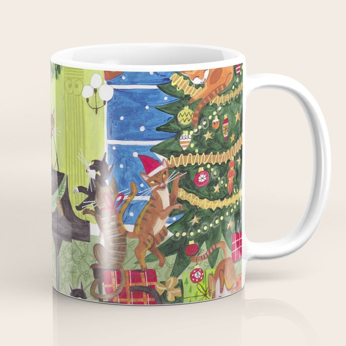 Christmas Cats playing Piano Coffee Mug Gallery Image 1