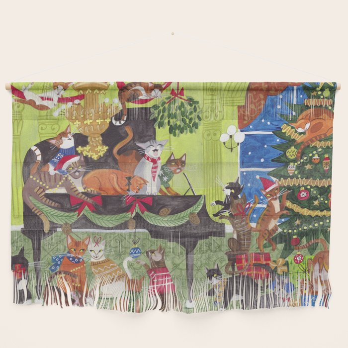 Christmas Cats playing Piano Wall Hanging Gallery Image 1