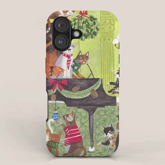 Christmas Cats playing Piano iPhone Case Gallery Image 1