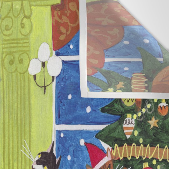 Christmas Cats playing Piano Wall Tapestry Gallery Image 3