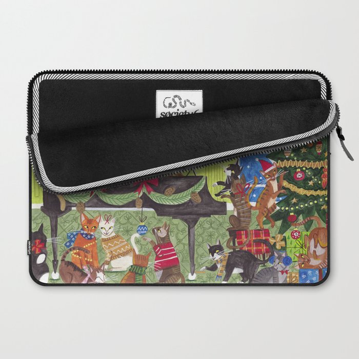 Christmas Cats playing Piano Laptop Sleeve Gallery Image 2