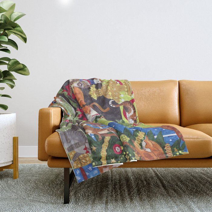 Christmas Cats playing Piano Throw Blanket Gallery Image 1