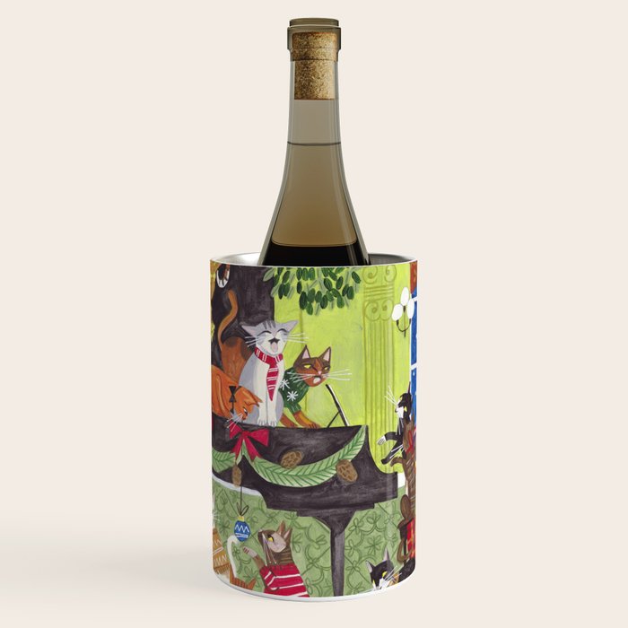 Christmas Cats playing Piano Wine Chiller Gallery Image 1