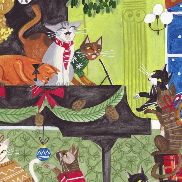 Christmas Cats playing Piano Coffee Mug Gallery Image 2