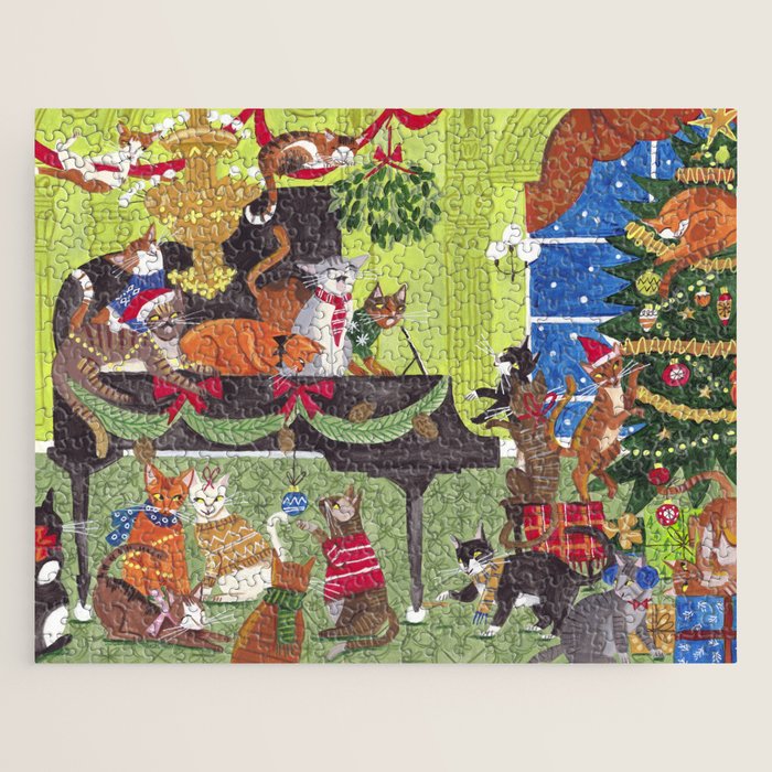 Christmas Cats playing Piano Jigsaw Puzzle Gallery Image 1