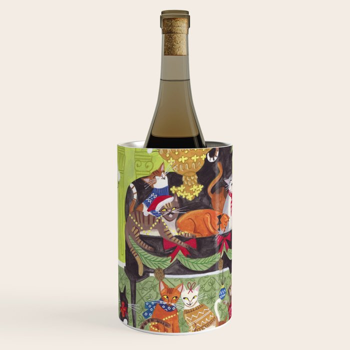 Christmas Cats playing Piano Wine Chiller Gallery Image 2
