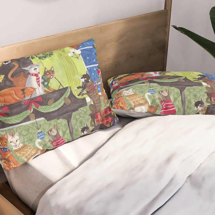 Christmas Cats playing Piano Pillow Sham Gallery Image 2