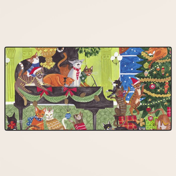 Christmas Cats playing Piano Desk Mat Gallery Image 3