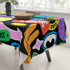 Retro cartoon sticker pattern Tablecloth Gallery Image 3