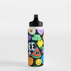 Retro cartoon sticker pattern Water Bottle Gallery Image 3