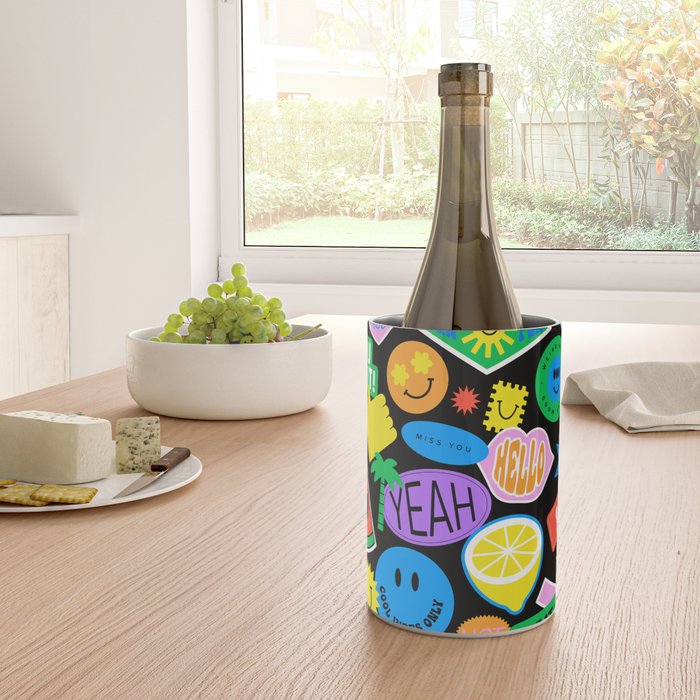 Retro cartoon sticker pattern Wine Chiller Gallery Image 4