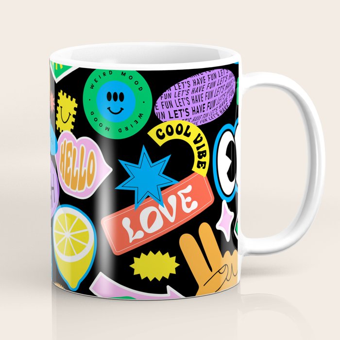 Retro cartoon sticker pattern Coffee Mug Gallery Image 1