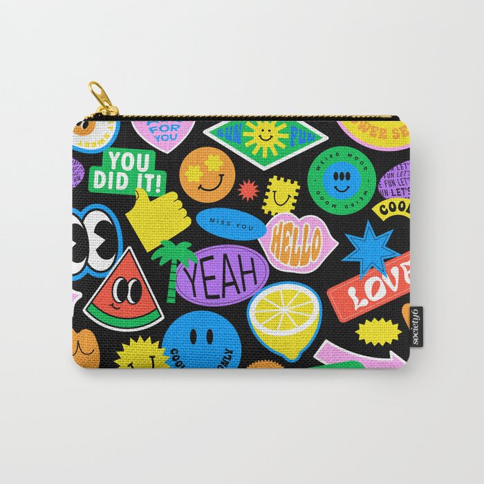 Retro cartoon sticker pattern Carry All Pouch Gallery Image 1