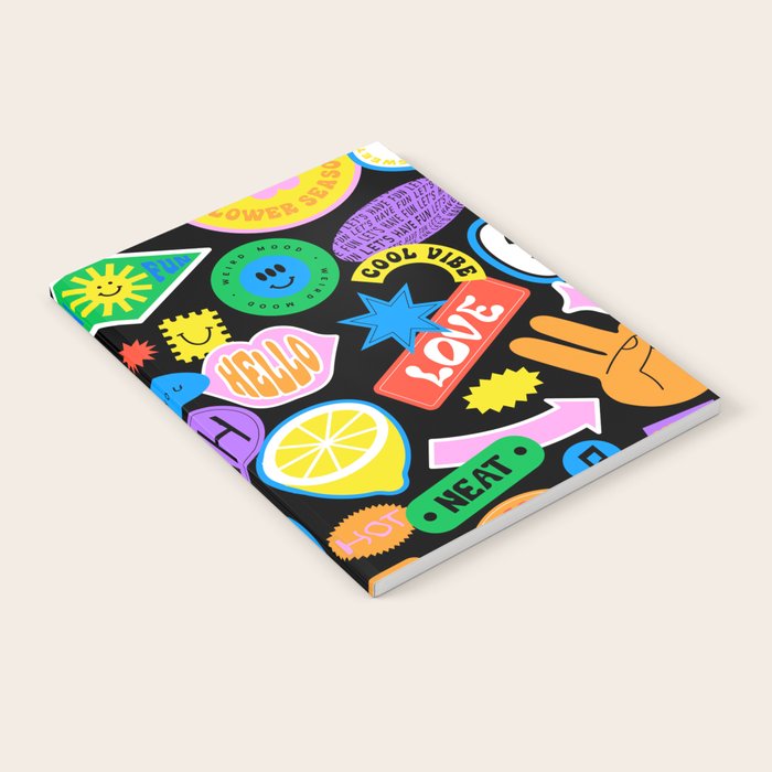 Retro cartoon sticker pattern Notebook Gallery Image 1