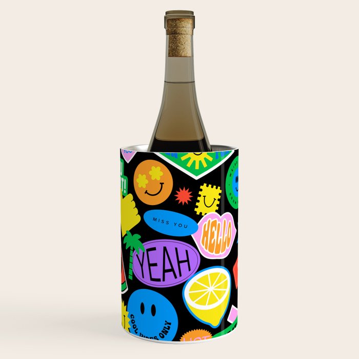Retro cartoon sticker pattern Wine Chiller Gallery Image 1