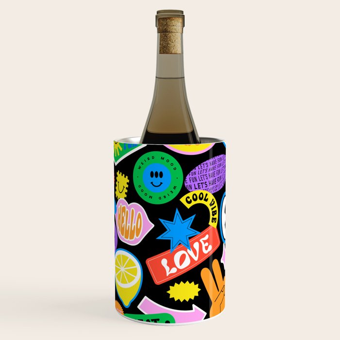 Retro cartoon sticker pattern Wine Chiller Gallery Image 3