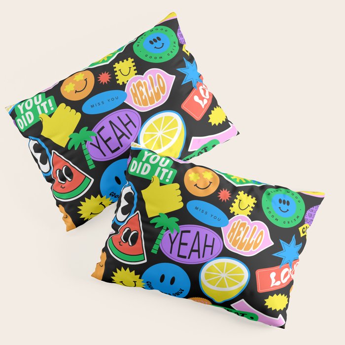 Retro cartoon sticker pattern Pillow Sham Gallery Image 3