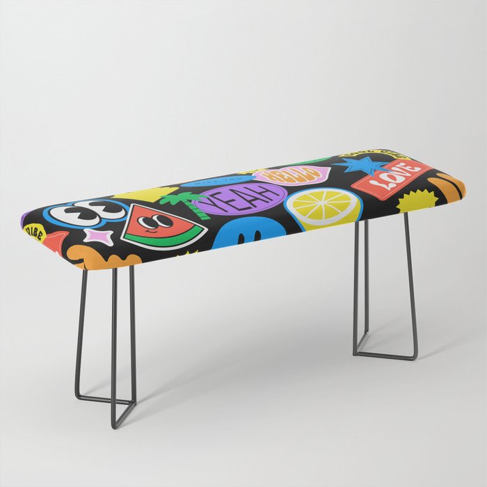 Retro cartoon sticker pattern Bench Gallery Image 1