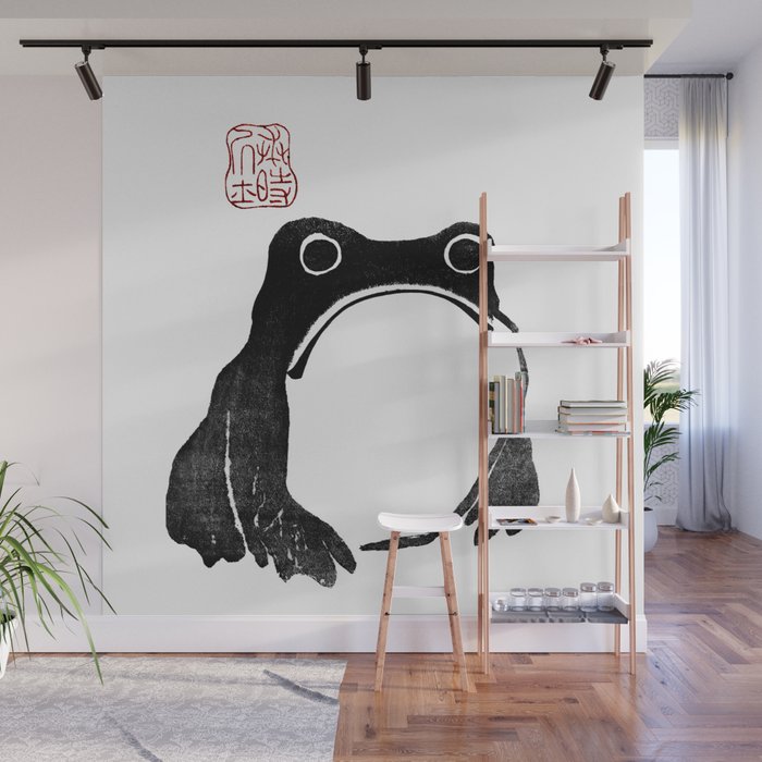 Cute Grumpy Frog Vintage Japanese Woodblock Print Wall Mural Gallery Image 1