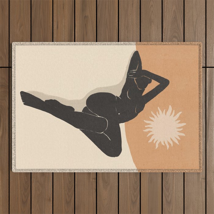 Minimal Abstract Art Nude Woman 4 Outdoor Rug Gallery Image 1
