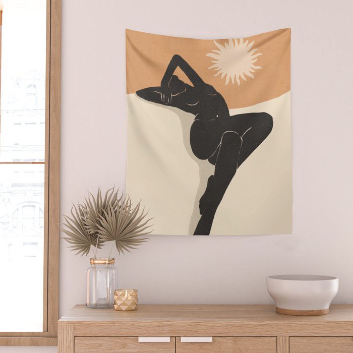 Minimal Abstract Art Nude Woman 4 Wall Tapestry Gallery Image 2