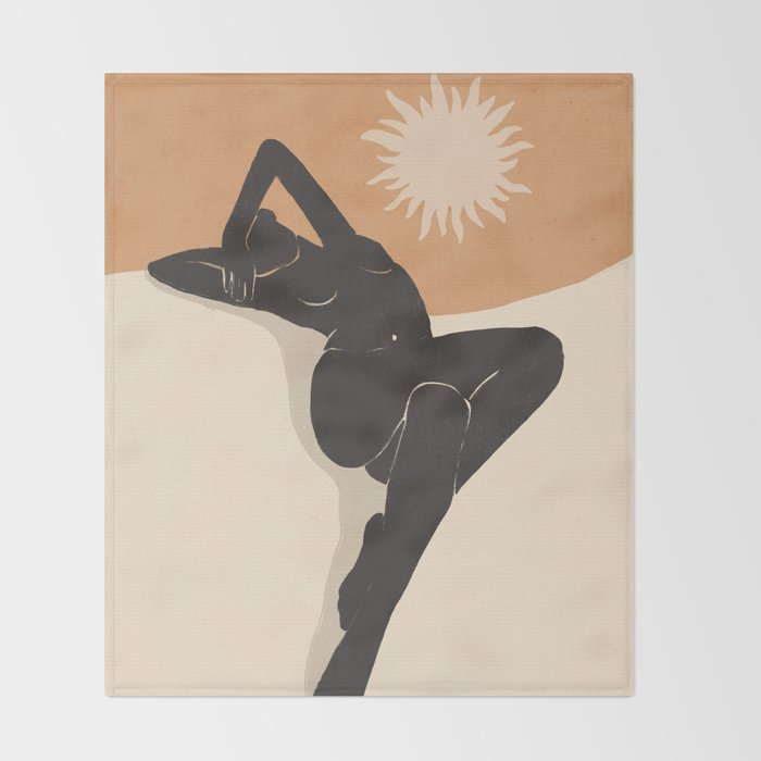 Minimal Abstract Art Nude Woman 4 Throw Blanket Gallery Image 2