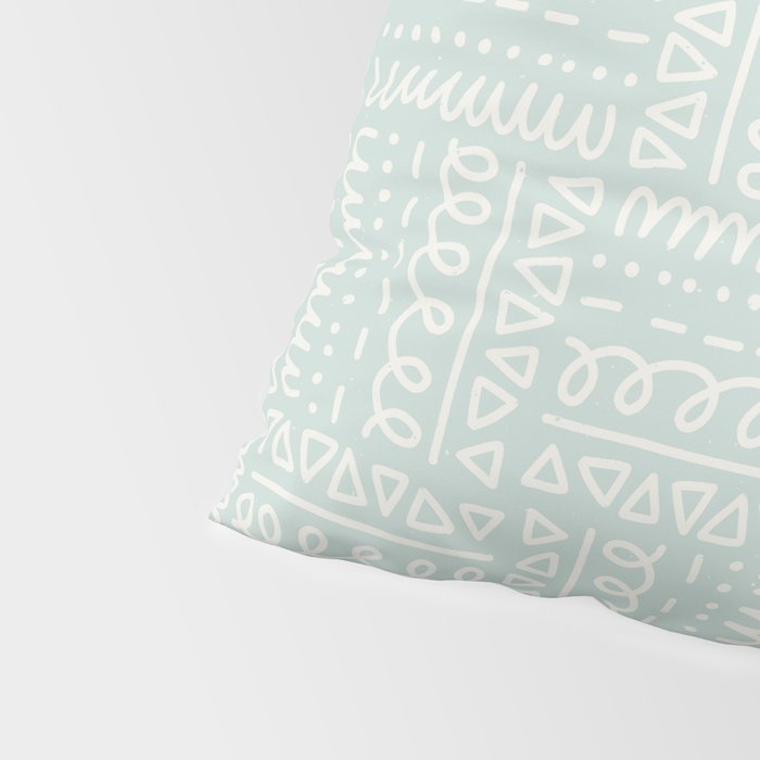 Mudcloth Doodle Squares . Soft Aqua Pillow Sham Gallery Image 4