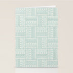 Mudcloth Doodle Squares . Soft Aqua Stationery Card Gallery Image 2