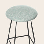 Mudcloth Doodle Squares . Soft Aqua Stool Gallery Image 2