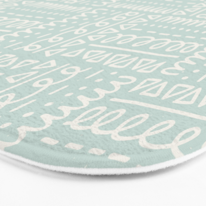 Mudcloth Doodle Squares . Soft Aqua Bath Mat Gallery Image 3