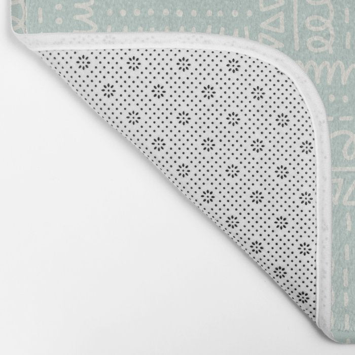 Mudcloth Doodle Squares . Soft Aqua Bath Mat Gallery Image 2