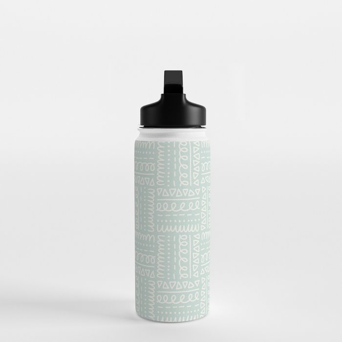 Mudcloth Doodle Squares . Soft Aqua Water Bottle Gallery Image 3