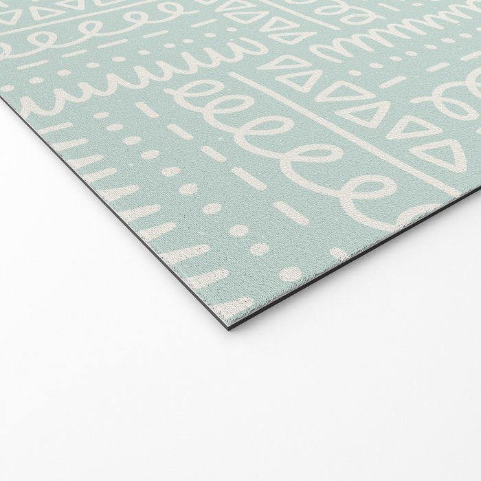 Mudcloth Doodle Squares . Soft Aqua Welcome Mat Gallery Image 2