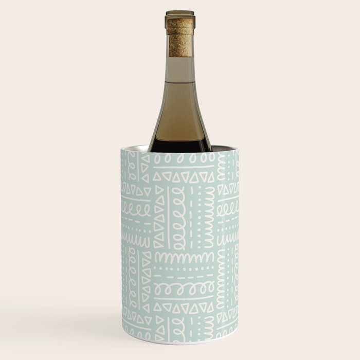 Mudcloth Doodle Squares . Soft Aqua Wine Chiller Gallery Image 3