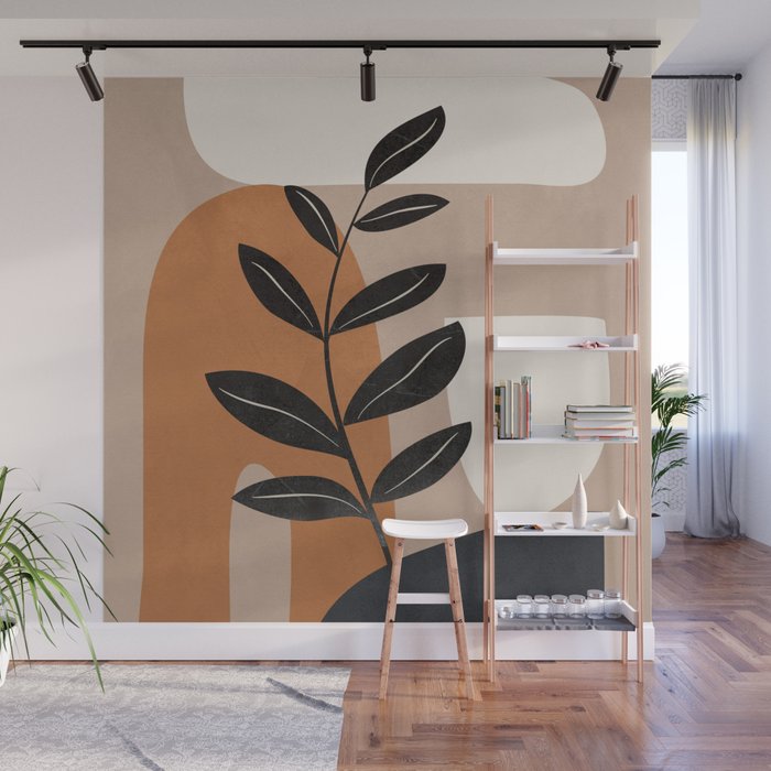 Modern Abstract Minimal Shapes Branches Art 8 Wall Mural Gallery Image 1