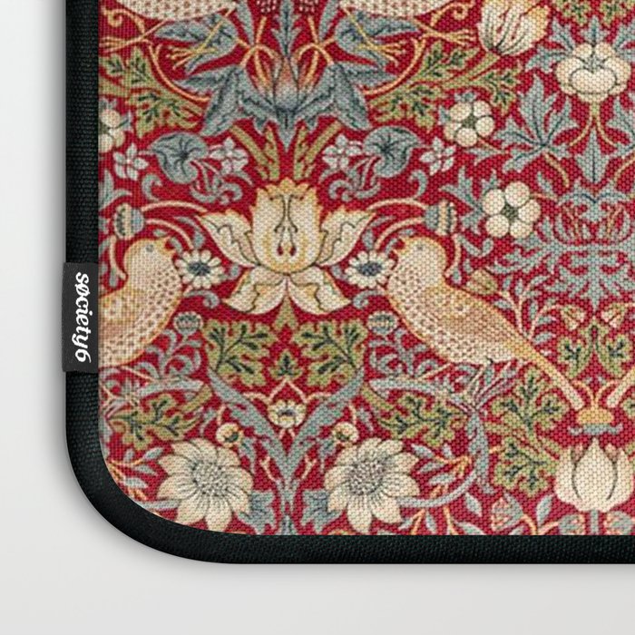 William Morris Vintage Strawberry Thief Red Pattern Laptop Sleeve Gallery Image 3