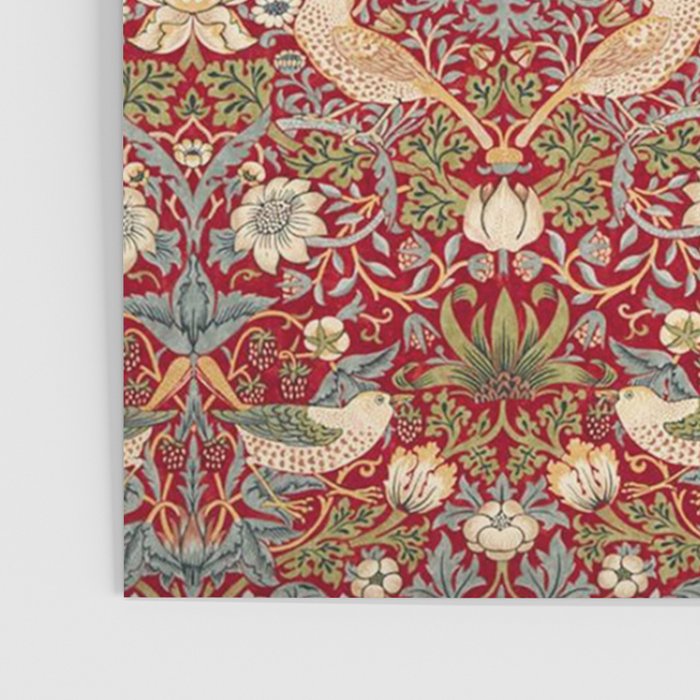 William Morris Vintage Strawberry Thief Red Pattern Poster Gallery Image 3