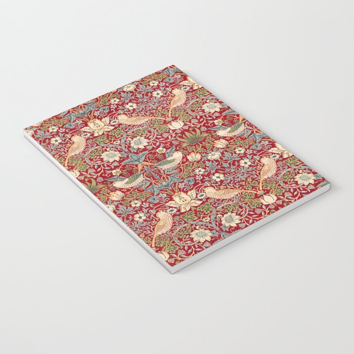 William Morris Vintage Strawberry Thief Red Pattern Notebook Gallery Image 3